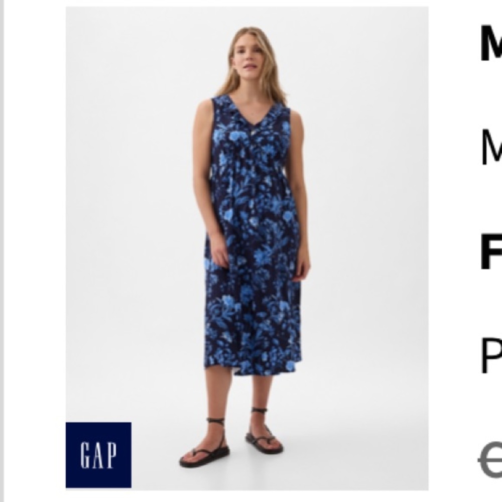 GAP Maternity Ruffle Midi Dress NWOT